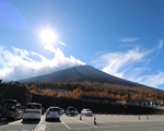 富士山５合目の神社 小御嶽神社展望台の眺め、と駐車場混雑状況